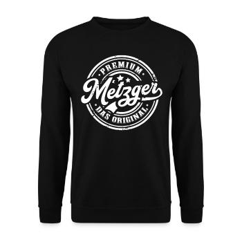 Metzger Original Metzgerei Lustiges Fleischer - Unisex Pullover - Schwarz - Vorne - Alina (178cm) & Michal (187cm)