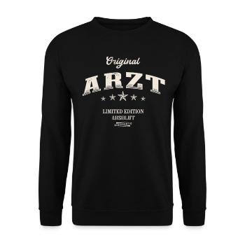 Arzt Limited Edition Mediziner - Unisex Pullover - Schwarz - Vorne - Alina (178cm) & Michal (187cm)