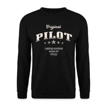 Pilot Limited Edition Lustiges Piloten - Unisex Pullover - Schwarz - Vorne - Alina (178cm) & Michal (187cm)