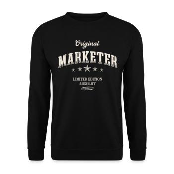 Marketer Limited Edition Lustiges Marketing - Unisex Pullover - Schwarz - Vorne - Alina (178cm) & Michal (187cm)