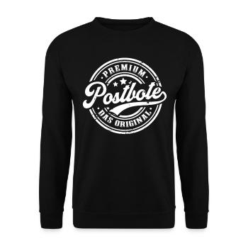 Postbote Original Paketdienst Lustiges Paketbote - Unisex Pullover - Schwarz - Vorne - Alina (178cm) & Michal (187cm)