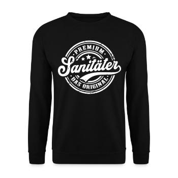 Sanitäter Original Rettungsdienst Notfallsanitäter - Unisex Pullover - Schwarz - Vorne - Alina (178cm) & Michal (187cm)