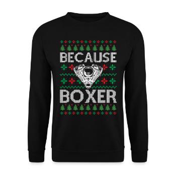 Mechanic V8 Engine Car Tuning Ugly Christmas - Bec - Unisex Pullover - Schwarz - Vorne - Alina (178cm) & Michal (187cm)
