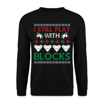 Engine Car Tuning Ugly Christmas - I Still Play Wi - Unisex Pullover - Schwarz - Vorne - Alina (178cm) & Michal (187cm)