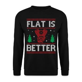 Engine Car Tuning Ugly Christmas - Flat Is Better - Unisex Pullover - Schwarz - Vorne - Alina (178cm) & Michal (187cm)