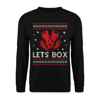 Ugly Christmas Engine Car Tuning - Lets Box - Unisex Pullover - Schwarz - Vorne - Alina (178cm) & Michal (187cm)