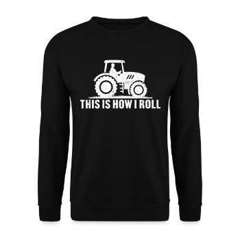 So rolle ich Traktor T-Shirt Geschenk für Landwirt - Unisex Pullover - Schwarz - Vorne - Alina (178cm) & Michal (187cm)