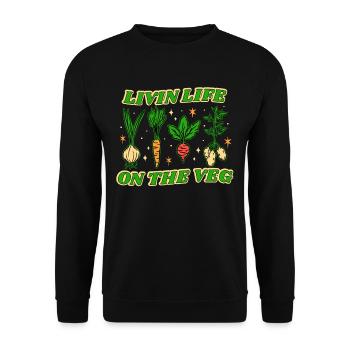 Vegan Veganer Livin Life On The Veg - Unisex Sweatshirt - black - Front - Alina (178cm) & Michal (187cm)