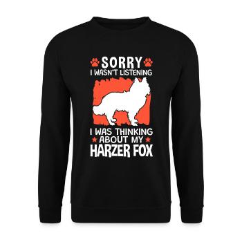 Ich habe an Harzer Fuchs gedacht Hütefuchs - Unisex Pullover - Schwarz - Vorne - Alina (178cm) & Michal (187cm)