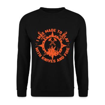 Blacksmith I Was Made To Play With Knives & Fire - Unisex Sweatshirt - black - Front - Alina (178cm) & Michal (187cm)