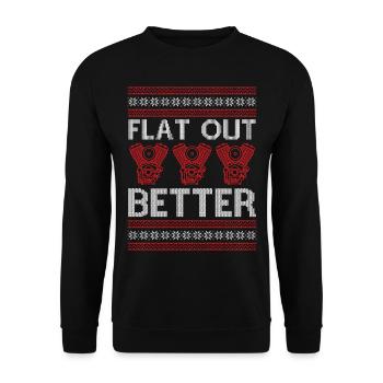 Ugly Christmas Engine Car Tuning - Flat Out Better - Unisex Pullover - Schwarz - Vorne - Alina (178cm) & Michal (187cm)