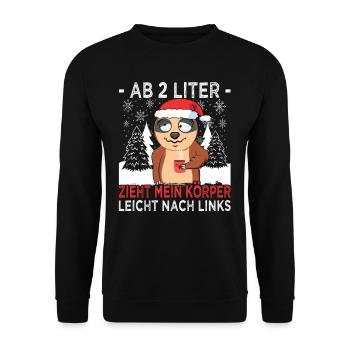 Glühwein Weihnachsmarkt & Ugly Christmas Sprüche - Unisex Pullover - Schwarz - Vorne - Alina (178cm) & Michal (187cm)