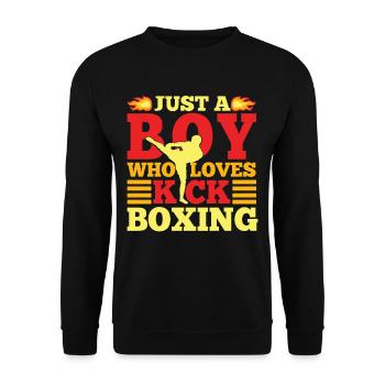 Just A Boy Who Loves Kickboxing Funny Kickboxer - Unisex Sweatshirt - black - Front - Alina (178cm) & Michal (187cm)