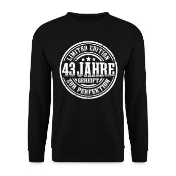 43. Geburtstag Limited Edition Lustig 43 Jahre - Unisex Pullover - Schwarz - Vorne - Alina (178cm) & Michal (187cm)