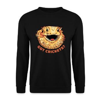 Bartagame Got Crickets? Bartagamen - Unisex Pullover - Schwarz - Vorne - Alina (178cm) & Michal (187cm)