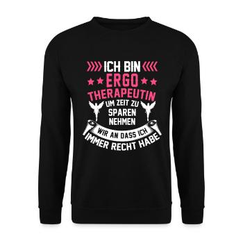 Ergotherapeutin hat immer Recht Ergotherapie - Unisex Pullover - Schwarz - Vorne - Alina (178cm) & Michal (187cm)