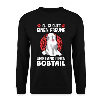Bobtail Freund gesucht Altenglischer Bobtail - Unisex Pullover - Schwarz - Vorne - Alina (178cm) & Michal (187cm)