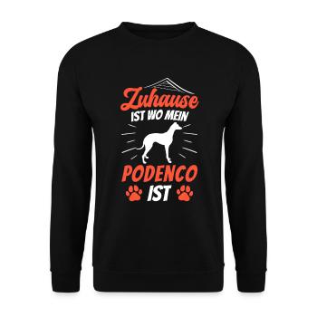 Podenco Zuhause ist spanischer Podenco - Unisex Pullover - Schwarz - Vorne - Alina (178cm) & Michal (187cm)