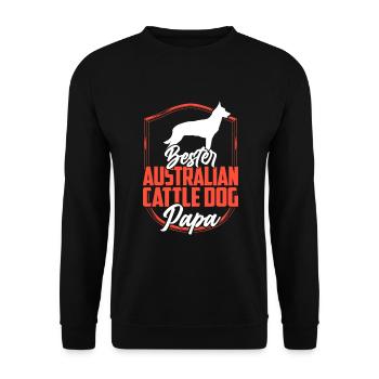Australian Cattle Dog Papa Treibhund - Unisex Pullover - Schwarz - Vorne - Alina (178cm) & Michal (187cm)