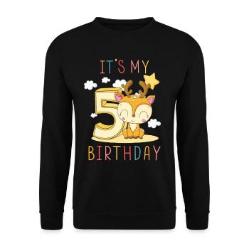Enfants Anniversaire Garçons Filles 5 ans Fawn - Sweat-shirt Unisexe - noir - Devant - Alina (178cm) & Michal (187cm)