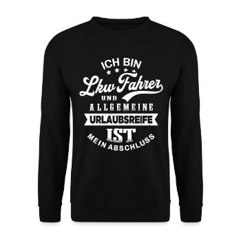 LKW Fahrer Urlaub Trucker Lustiges LKW - Unisex Pullover - Schwarz - Vorne - Alina (178cm) & Michal (187cm)