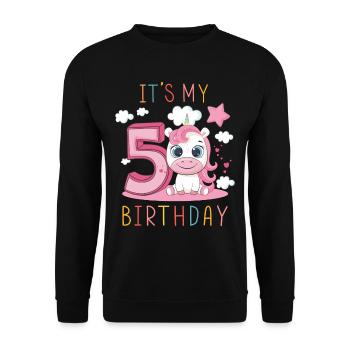 Children Birthday Boys Girls 5 years Unicorn - Unisex Sweatshirt - black - Front - Alina (178cm) & Michal (187cm)