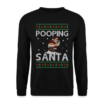 Caca Père Noël dans la cheminée - Noël moche - Sweat-shirt Unisexe - noir - Devant - Alina (178cm) & Michal (187cm)