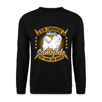 Samojede ist nur ein Haus Samojedenspitz - Unisex Pullover - Schwarz - Vorne - Alina (178cm) & Michal (187cm)