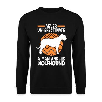 Woman with Irish Wolfhound Irish Wolfhound - Unisex Sweatshirt - black - Front - Alina (178cm) & Michal (187cm)