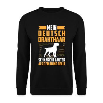 Deutsch Drahthaar schnarcht lauter Jagdhund - Unisex Pullover - Schwarz - Vorne - Alina (178cm) & Michal (187cm)