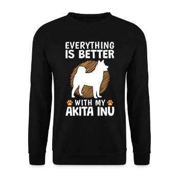 Tout va mieux avec Akita Inu Spitz japonais - Sweat-shirt Unisexe - noir - Devant - Alina (178cm) & Michal (187cm)