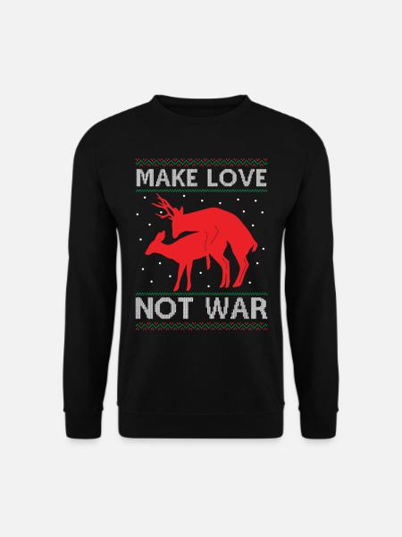 Deer Couple Reindeer - Make Love Not War - Ugly Ch - Unisex Pullover - Schwarz