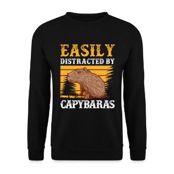 Capybara J’étais distrait capybara - Sweat-shirt Unisexe - noir - Devant - Alina (178cm) & Michal (187cm)