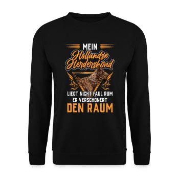 Hollandse Herdershond verschönert den Raum - Unisex Pullover - Schwarz - Vorne - Alina (178cm) & Michal (187cm)