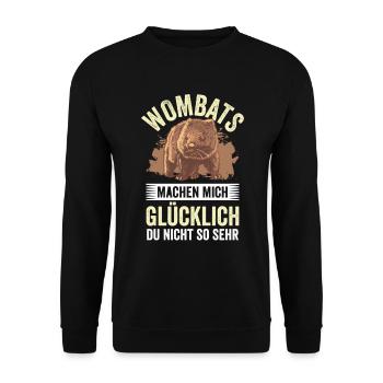 Wombat macht glücklich Australien Beuteltier - Unisex Pullover - Schwarz - Vorne - Alina (178cm) & Michal (187cm)