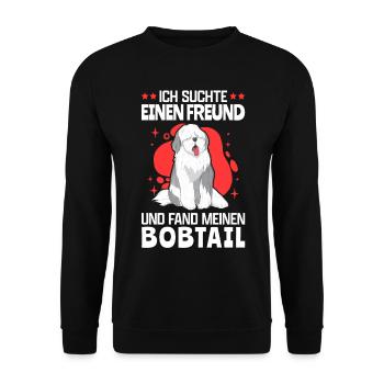 Ich fand meinen Bobtail Altenglischer Bobtail - Unisex Pullover - Schwarz - Vorne - Alina (178cm) & Michal (187cm)