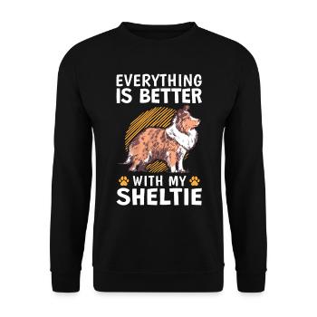 Everything is better with a Shetland Sheepdog - Unisex Sweatshirt - black - Front - Alina (178cm) & Michal (187cm)