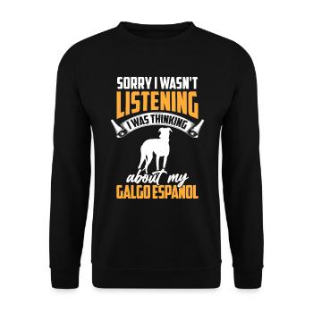 Pensé à mon Galgo Espanol Galgo Espanol - Sweat-shirt Unisexe - noir - Devant - Alina (178cm) & Michal (187cm)