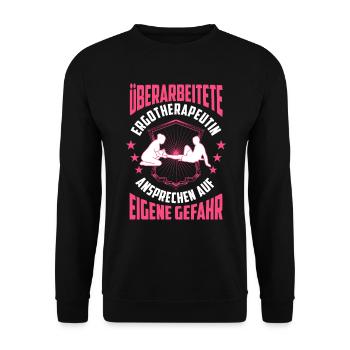 Überarbeitete Ergotherapeutin Ergotherapie - Unisex Pullover - Schwarz - Vorne - Alina (178cm) & Michal (187cm)