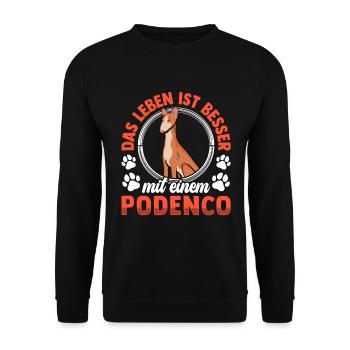 Leben mit Podenco spanischer Podenco - Unisex Pullover - Schwarz - Vorne - Alina (178cm) & Michal (187cm)