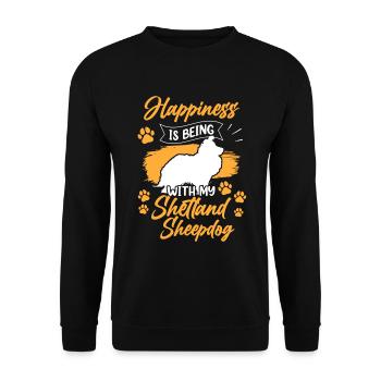 Shetland Sheepdog glücklich britischer Sheepdog - Unisex Pullover - Schwarz - Vorne - Alina (178cm) & Michal (187cm)