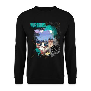 Würzburg Allemagne City Skyline Vintage Retro - Sweat-shirt Unisexe - noir - Devant - Alina (178cm) & Michal (187cm)