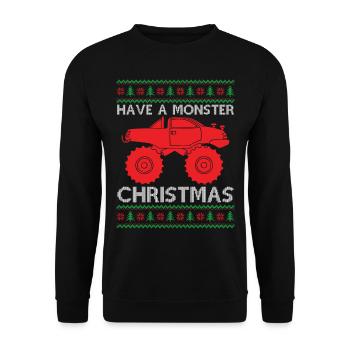 Monster Truck Ugly Christmas - Ayez un monstre Chri - Sweat-shirt Unisexe - noir - Devant - Alina (178cm) & Michal (187cm)