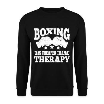 Boxing Is Cheaper Than Therapy Boxing Gloves - Unisex Pullover - Schwarz - Vorne - Alina (178cm) & Michal (187cm)
