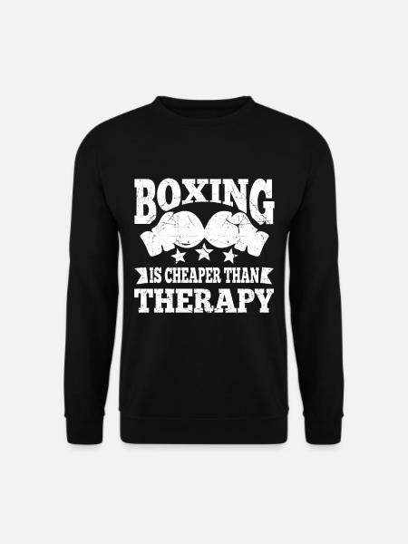 Boxing Is Cheaper Than Therapy Boxing Gloves - Unisex Pullover - Schwarz