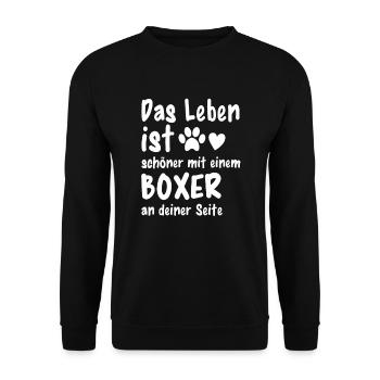 Boxer machen das Leben schöner Lustiges Boxer - Unisex Pullover - Schwarz - Vorne - Alina (178cm) & Michal (187cm)
