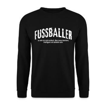 Fußballer zu sein ist nicht einfach Lustiges - Unisex Pullover - Schwarz - Vorne - Alina (178cm) & Michal (187cm)