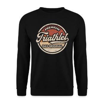 Triathlet Original Vintage Triathleten - Unisex Pullover - Schwarz - Vorne - Alina (178cm) & Michal (187cm)