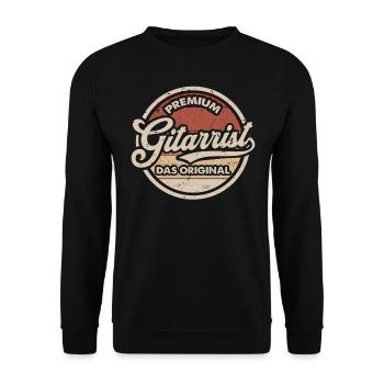 Gitarrist Original Gitarre Gitarrenspieler - Unisex Pullover - Schwarz - Vorne - Alina (178cm) & Michal (187cm)