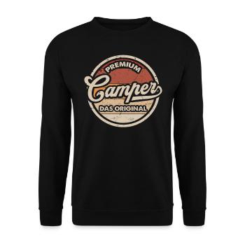 Camper Original Wohnwagen Lustiges Camping - Unisex Pullover - Schwarz - Vorne - Alina (178cm) & Michal (187cm)